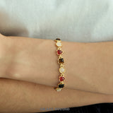 Mixed Shape Natural Stone Link Bracelet