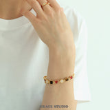 Mixed Shape Natural Stone Link Bracelet