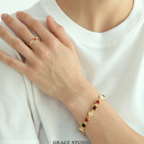 Mixed Shape Natural Stone Link Bracelet