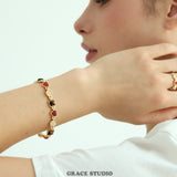 Mixed Shape Natural Stone Link Bracelet
