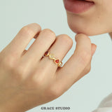 Mixed Shape Natural Stone Open Ring