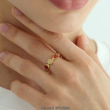 Mixed Shape Natural Stone Open Ring