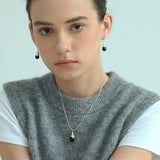 Teardrop Black Agate Pendant Necklace