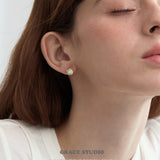 Organic Bezel Zircon Stud Earrings
