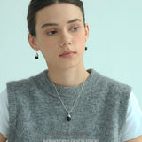 Teardrop Black Agate Pendant Necklace
