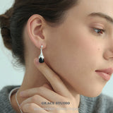Teardrop Black Agate Drop Earrings