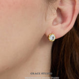 Organic Bezel Zircon Stud Earrings