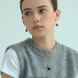 Teardrop Black Agate Pendant Necklace