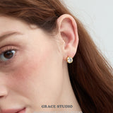 Organic Bezel Zircon Stud Earrings
