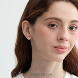 Organic Bezel Zircon Stud Earrings
