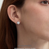 Organic Bezel Zircon Stud Earrings