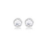 Organic Bezel Zircon Stud Earrings