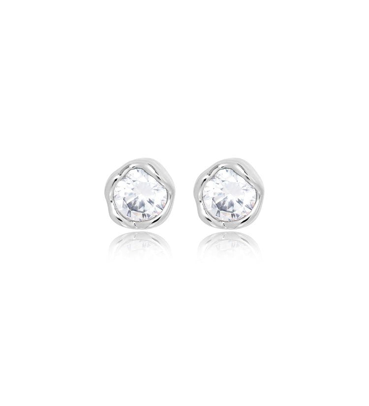 Organic Bezel Zircon Stud Earrings