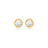 Organic Bezel Zircon Stud Earrings