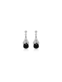 Teardrop Black Agate Drop Earrings - Grace Studio