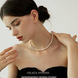 Ribbon Bow Pearl Necklace