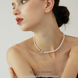 Ribbon Bow Pearl Necklace