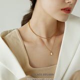 Double Layer Luck Bar Pendant Necklace