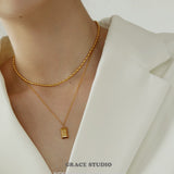 Double Layer Luck Bar Pendant Necklace