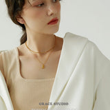 Double Layer Luck Bar Pendant Necklace