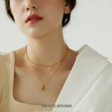Double Layer Luck Bar Pendant Necklace