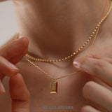 Double Layer Luck Bar Pendant Necklace