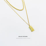 Double Layer Luck Bar Pendant Necklace