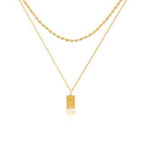 Double Layer Luck Bar Pendant Necklace