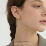 Sparkling Zircon Double Mini Sculptural Huggie Hoop Earrings