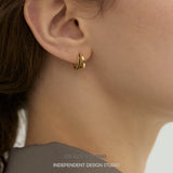 Sparkling Zircon Double Mini Sculptural Huggie Hoop Earrings