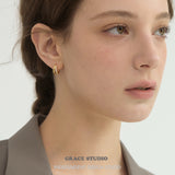 Sparkling Zircon Double Mini Sculptural Huggie Hoop Earrings