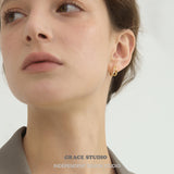 Sparkling Zircon Double Mini Sculptural Huggie Hoop Earrings