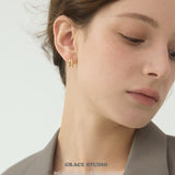 Sparkling Zircon Double Mini Sculptural Huggie Hoop Earrings