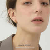 Sparkling Zircon Double Mini Sculptural Huggie Hoop Earrings