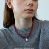 Scarlet Oval Stud Earrings