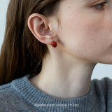 Scarlet Oval Stud Earrings