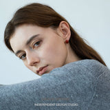 Scarlet Oval Stud Earrings