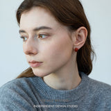 Scarlet Oval Stud Earrings