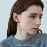 Scarlet Oval Stud Earrings