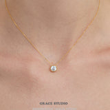 Bezel-Set Round Zirconia Pendant Necklace