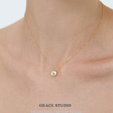 Bezel-Set Round Zirconia Pendant Necklace