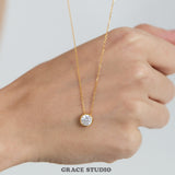 Bezel-Set Round Zirconia Pendant Necklace