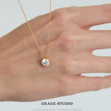 Bezel-Set Round Zirconia Pendant Necklace