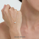 Bezel-Set Round Zirconia Pendant Necklace