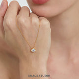 Bezel-Set Round Zirconia Pendant Necklace