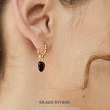 Heart Drop Molten Hoop Earrings
