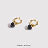 Heart Drop Molten Hoop Earrings