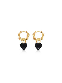 Heart Drop Molten Hoop Drop Earrings - Grace Studio