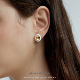 Ripple Oval Stud Earrings