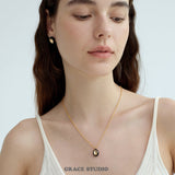 Ripple Oval Pendant Necklace